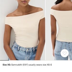 Reformation Off-Shoulder Beige Bodysuit